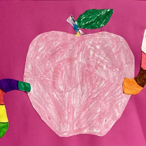 Zeichnung: Wurm im Apfel