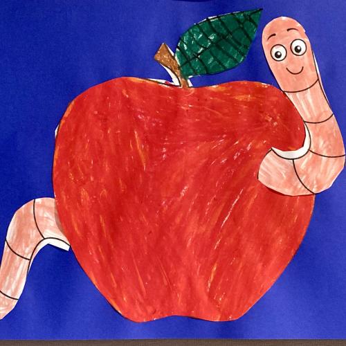 Zeichnung: Wurm im Apfel